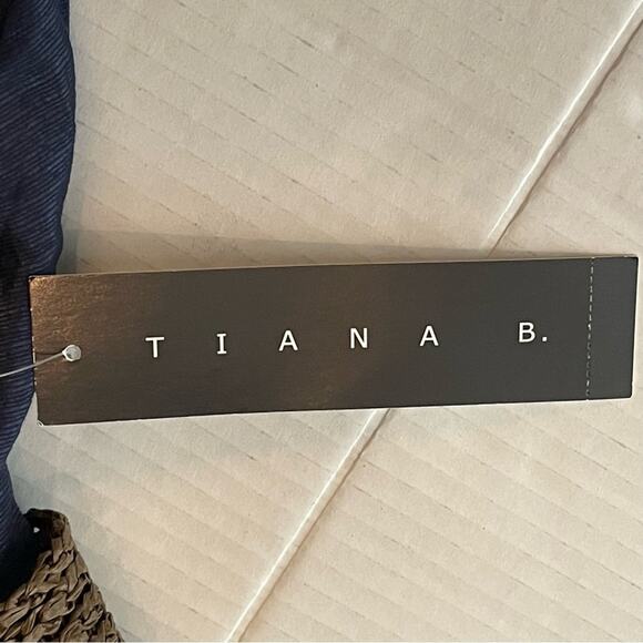 Tiana B. Metallic Navy Cottage Coastal Grandma Belted Dress NWT Size 14 - Picture 10 of 13